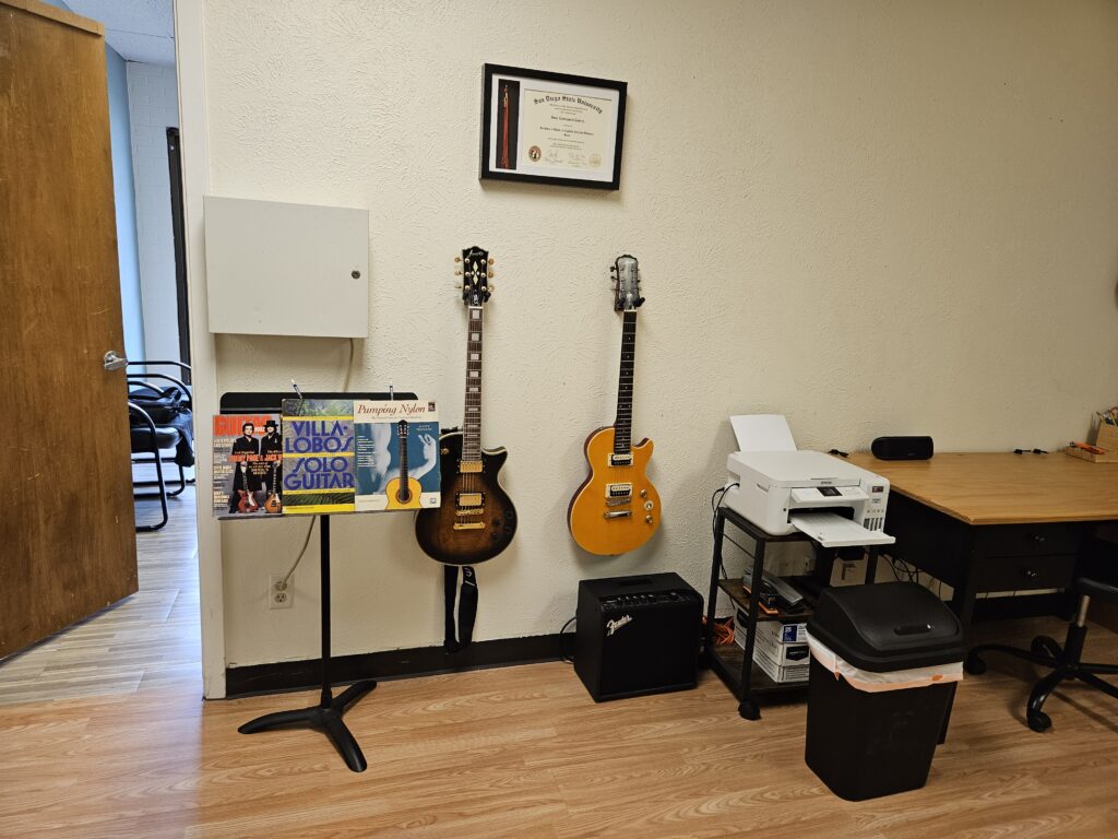 Guitars at Torres Music Academy music studio in Plano, TX